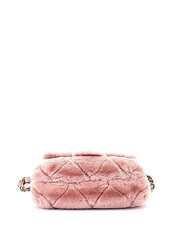 Chanel CC Bar Chain Handle Flap Bag Quilted Shearling Small (view 2)