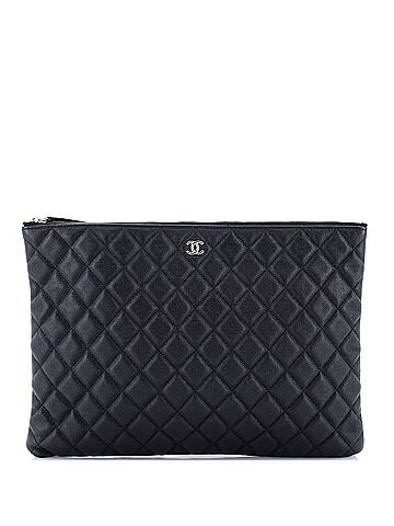 Chanel O Case Clutch Quilted Caviar Large (view 1)