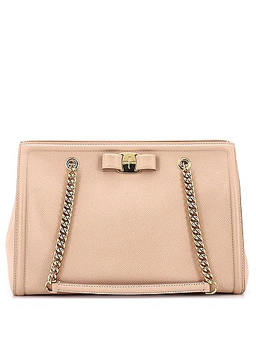 Salvatore Ferragamo Vara Bow Chain Tote Leather Medium (view 1)