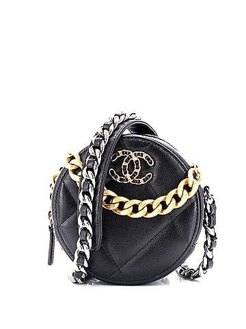 Chanel 19 Round Clutch with Chain Quilted Leather (view 1)