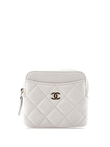 Chanel Square Zip Around Card Holder Wallet Quilted Caviar (view 1)