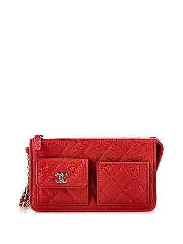 Chanel Polly Pocket Wristlet Pouch Quilted Caviar (view 1)