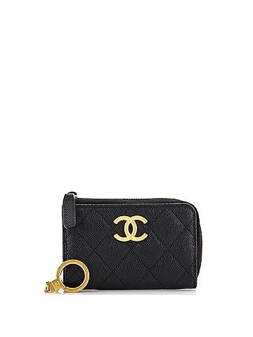 Chanel Textured CC Zipped Key Holder Quilted Caviar (view 1)