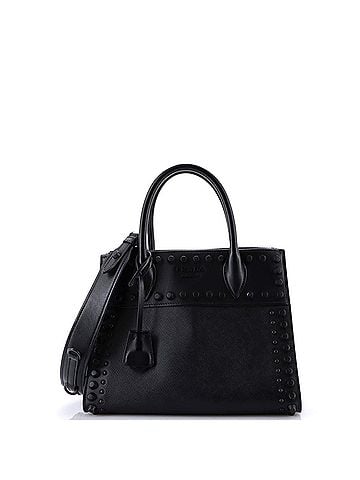 Prada Paradigme Tote Studded Saffiano with City Calf Small (view 1)