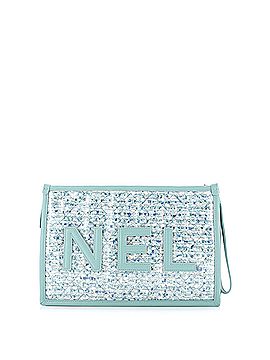 Chanel Logo Wristlet Clutch PVC Over Quilted Tweed Large (view 2)