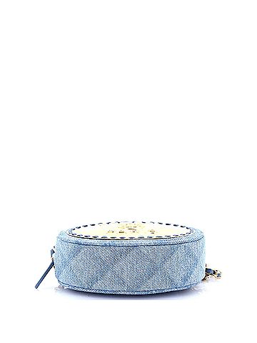 Chanel Logo Plate Oval Clutch With Chain Metal and Denim (view 2)