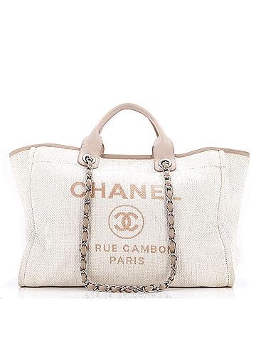 Chanel Deauville Tote Striped Mixed Fibers Medium (view 1)