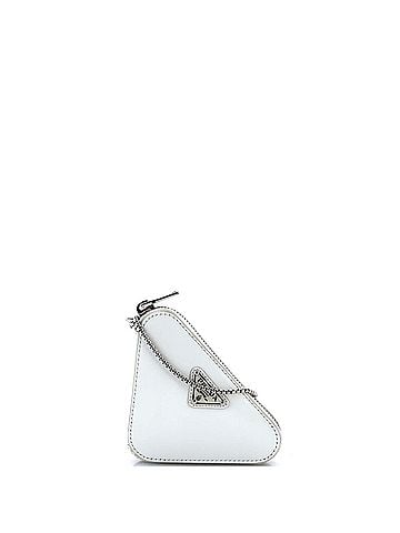 Prada Triangle Pouch Bag with Chain Brushed Leather Mini (view 1)