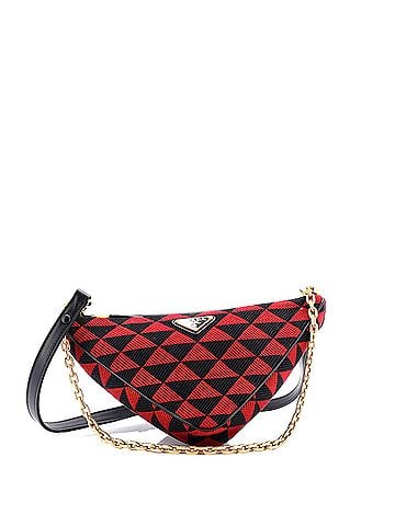 Prada Double Symbole Triangle Bag Leather and Jacquard Mini (view 1)