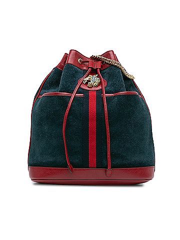 Gucci Web Suede and Calfskin Rajah Bucket Bag (view 1)
