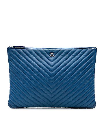 Chanel Large CC Chevron Caviar O Case Clutch (view 1)