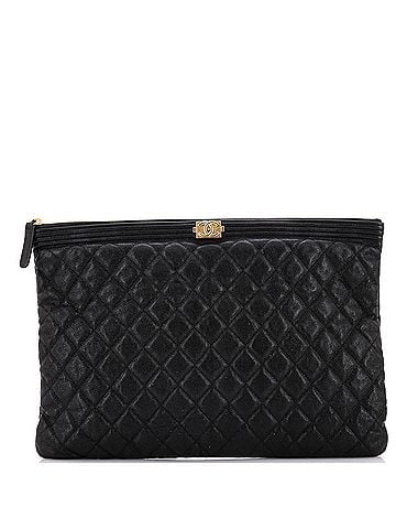 Chanel Boy O Case Clutch Quilted Caviar Medium (view 1)