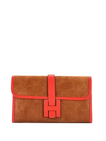 Hermès Jige Elan Clutch Doblis Suede 29 (view 1)