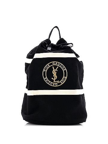Saint Laurent Rive Gauche Drawstring Sling Bag Embroidered Canvas (view 1)