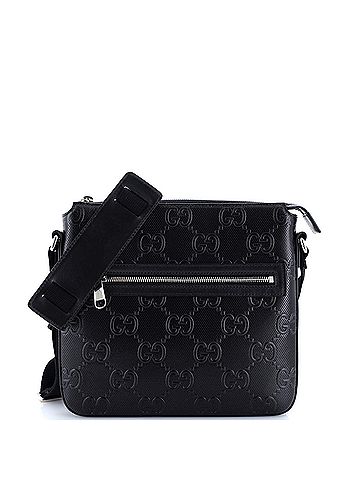 Gucci Front Zip Messenger GG Embossed Perforated Leather Small (view 1)