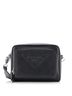 Prada 100% Leather Black Triangle Logo Messenger Bag Embossed Saffiano Leather Small One size - photo 1