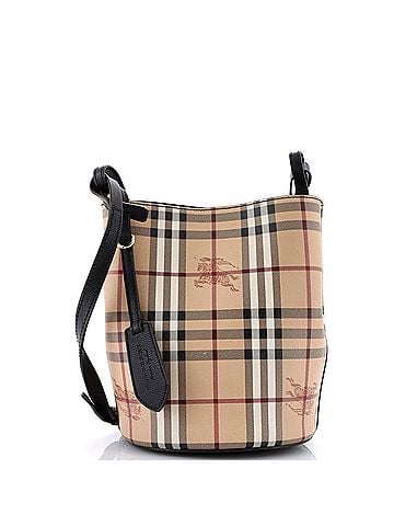 Burberry Lorne Bucket Bag Haymarket Coated Canvas Small (view 1)