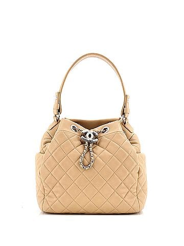 Chanel CC Chain Drawstring Bucket Bag Quilted Lambskin Small (view 1)