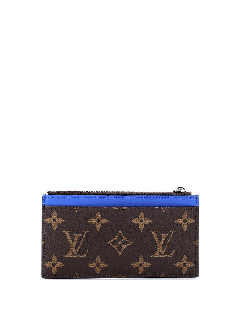 Louis Vuitton 100% Coatead Canvas Brown Blue Coin Card Holder Macassar Monogram Canvas One size - photo 1