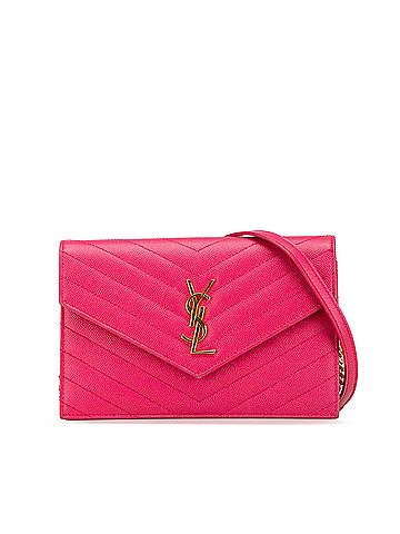 Saint Laurent Grain De Poudre Cassandre Envelope Wallet on Chain (view 1)