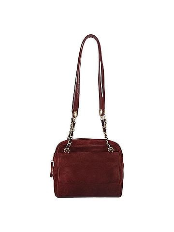 Chanel Triple Coco Red Suede Shoulder Bag (view 1)
