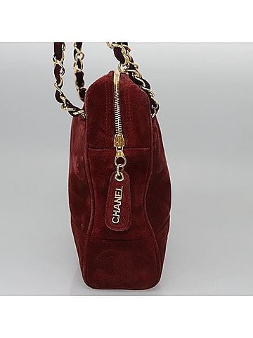 Chanel Triple Coco Red Suede Shoulder Bag (view 2)