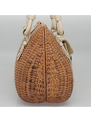 Salvatore Ferragamo Gancini Brown Wicker Handbag (view 2)