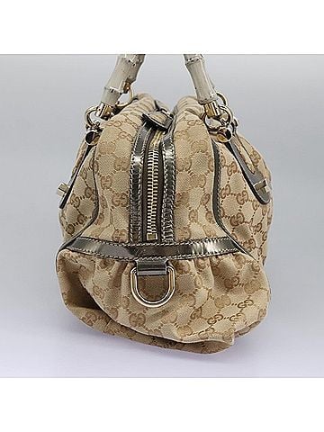 Gucci Bamboo Beige Canvas Handbag (view 2)