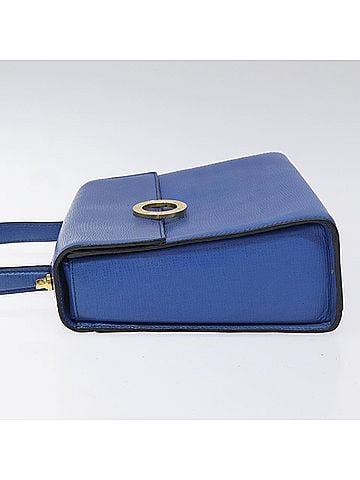Céline Logo Du Cercle Blue Leather Handbag (view 2)