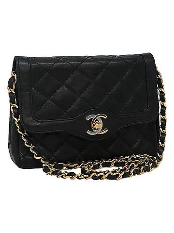 Chanel Diana Black Leather Shoulder Bag (view 1)