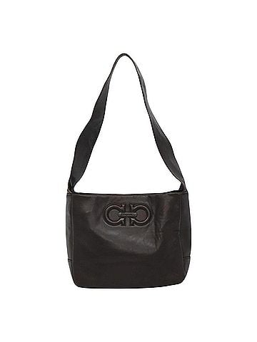 Salvatore Ferragamo Gancini Brown Leather Shoulder Bag (view 1)