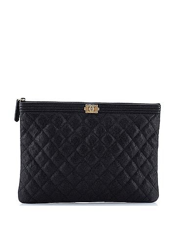 Chanel Boy O Case Clutch Quilted Caviar Medium (view 1)