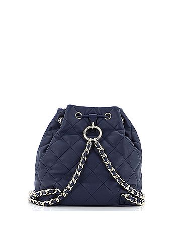 Chanel Double Pocket Drawstring Backpack Quilted Calfskin Small (view 2)