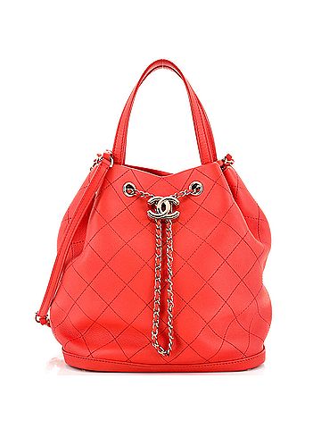 Chanel CC Drawstring Bucket Bag Quilted Calfskin Medium (view 1)