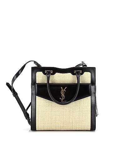 Saint Laurent Uptown Tote Raffia with Leather Small (view 1)