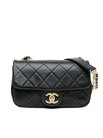 Chanel Mini Quilted Calfskin Crystal Pearls Chain Flap (view 1)