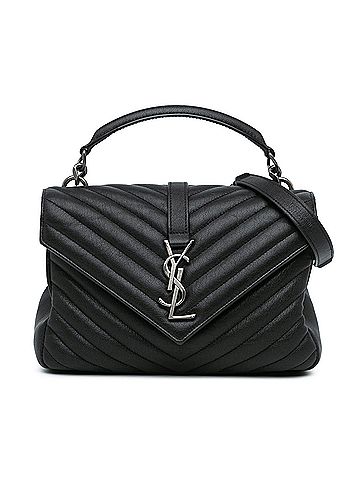 Saint Laurent Medium Quilted Chevron Sheepskin College Satchel (view 1)