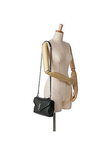 Saint Laurent Medium Quilted Chevron Sheepskin College Satchel (view 2)