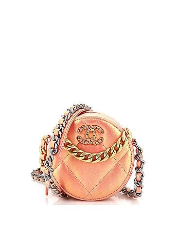 Chanel 19 Round Clutch with Chain Quilted Iridescent Calfskin (view 1)