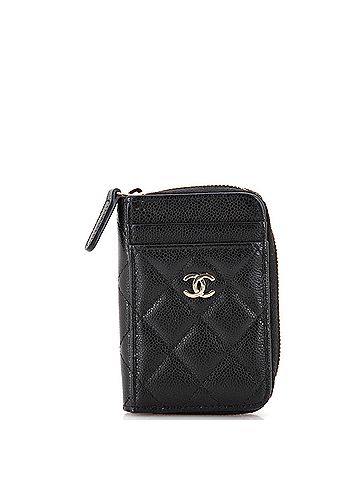Chanel CC Card Holder Zip Coin Purse Quilted Caviar (view 1)