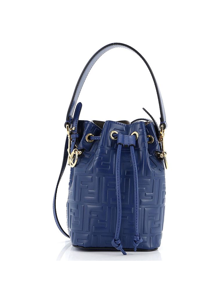 Fendi 100% Leather Blue Mon Tresor Bucket Bag Zucca Embossed Leather Mini One size - photo 1