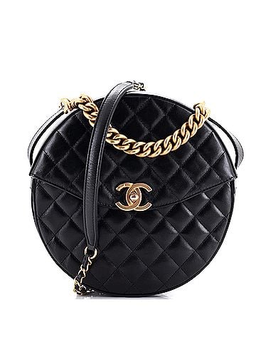 Chanel Flap Round Crossbody Bag Quilted Glazed Calfskin Medium (view 1)