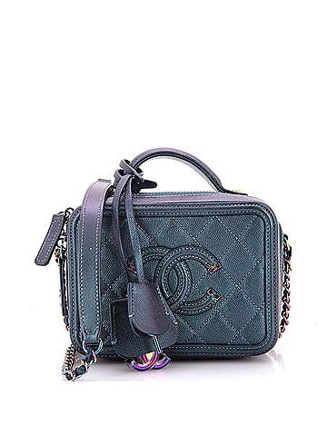 Chanel Filigree Vanity Case Quilted Iridescent Caviar Small (view 1)