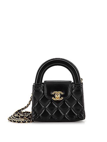 Chanel Kelly Top Handle Clutch with Chain Quilted Shiny Aged Calfskin (view 1)