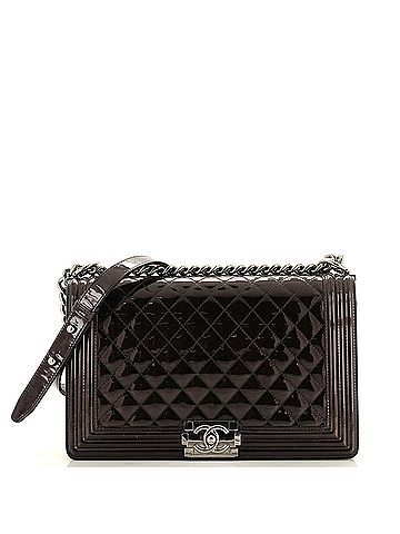 Chanel Boy Flap Bag Quilted Patent New Medium (view 1)