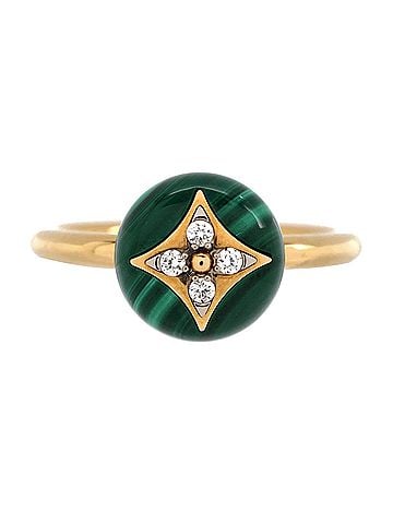 Louis Vuitton B Blossom Ring 18K Yellow Gold and 18K White Gold with Malachite and Diamonds (view 1)