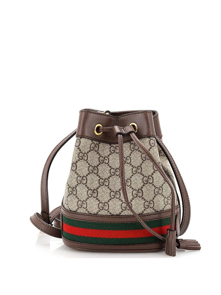 Gucci 100% Coatead Canvas Brown Ophidia Bucket Bag GG Coated Canvas Mini One size - photo 1