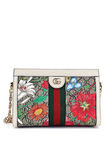 Gucci Ophidia Chain Shoulder Bag Flora GG Coated Canvas Small (view 1)