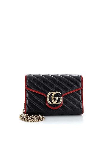 Gucci GG Marmont Chain Wallet Diagonal Quilted Leather Mini (view 1)