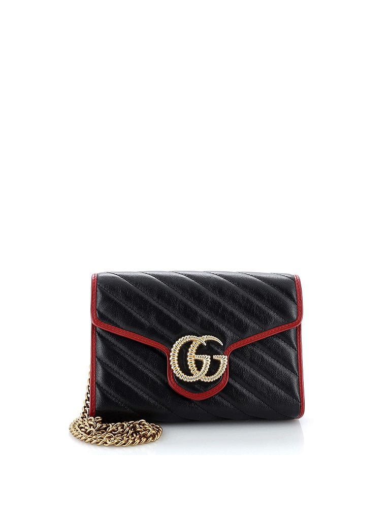 Gucci 100% Leather Black GG Marmont Chain Wallet Diagonal Quilted Leather Mini One size - photo 1